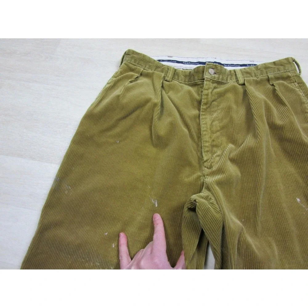 Polo Ralph Lauren Andrew Pant Corduroy Trousers Men's 33x27‎ Tan Pleated Vintage